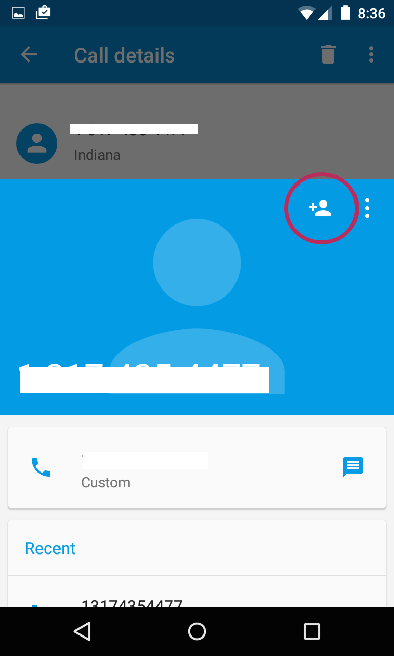 Add to Contacts screen